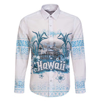 Hawaii Sugar Plantation Family Matching Mermaid Dress and Hawaiian Shirt With Hawaiian Tapa Pattern LT05 Dad's Shirt - Long Sleeve White - Polynesian Pride