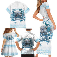 Hawaii Sugar Plantation Family Matching Short Sleeve Bodycon Dress and Hawaiian Shirt With Hawaiian Tapa Pattern