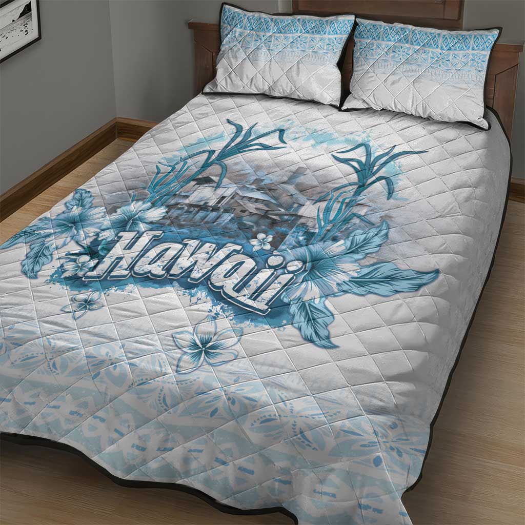 Hawaii Sugar Plantation Quilt Bed Set With Hawaiian Tapa Pattern