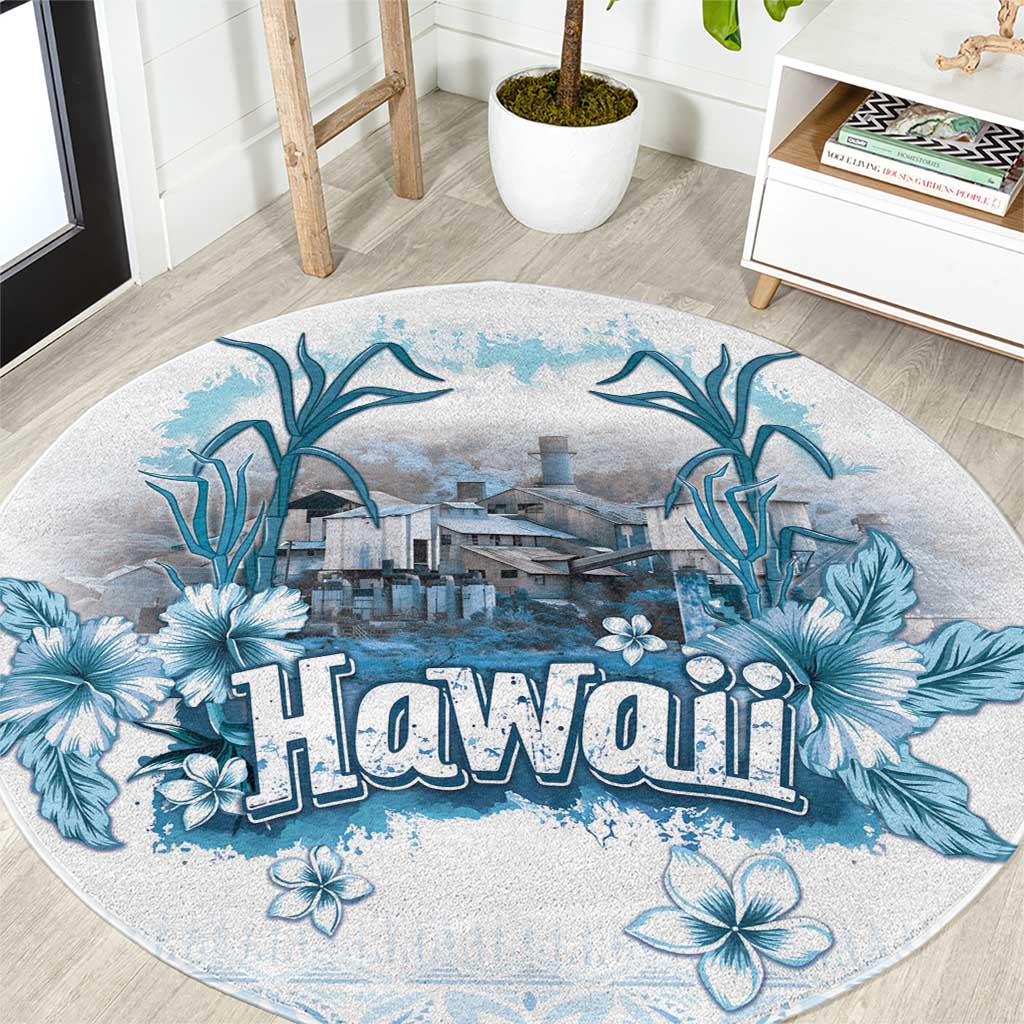 Hawaii Sugar Plantation Round Carpet With Hawaiian Tapa Pattern LT05 White - Polynesian Pride