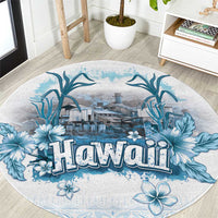 Hawaii Sugar Plantation Round Carpet With Hawaiian Tapa Pattern LT05 White - Polynesian Pride