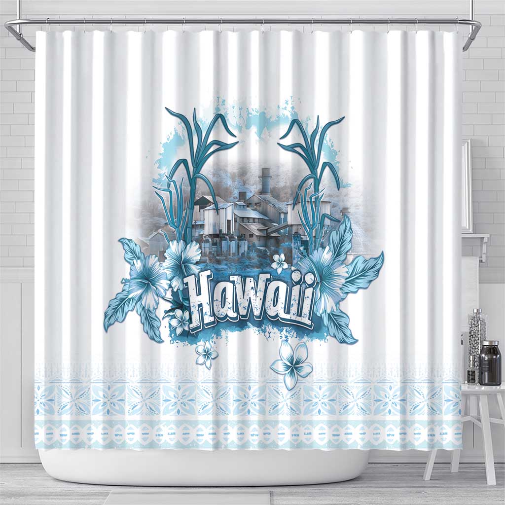 Hawaii Sugar Plantation Shower Curtain With Hawaiian Tapa Pattern