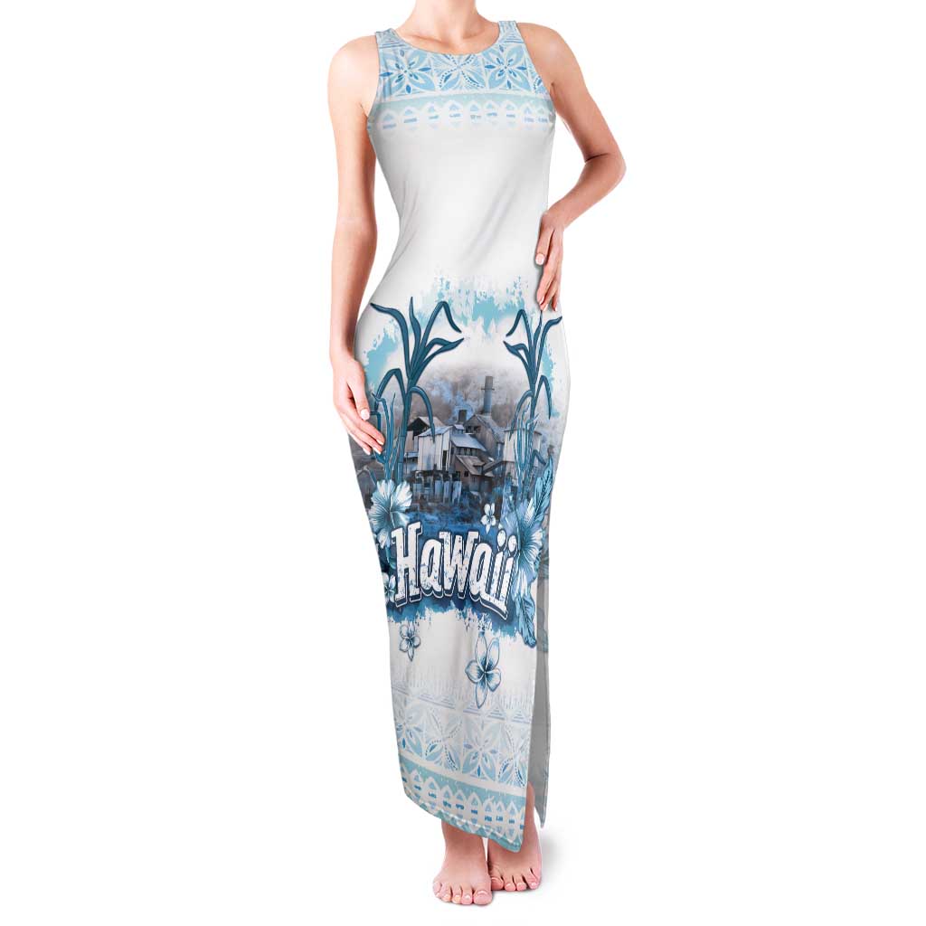Hawaii Sugar Plantation Tank Maxi Dress With Hawaiian Tapa Pattern