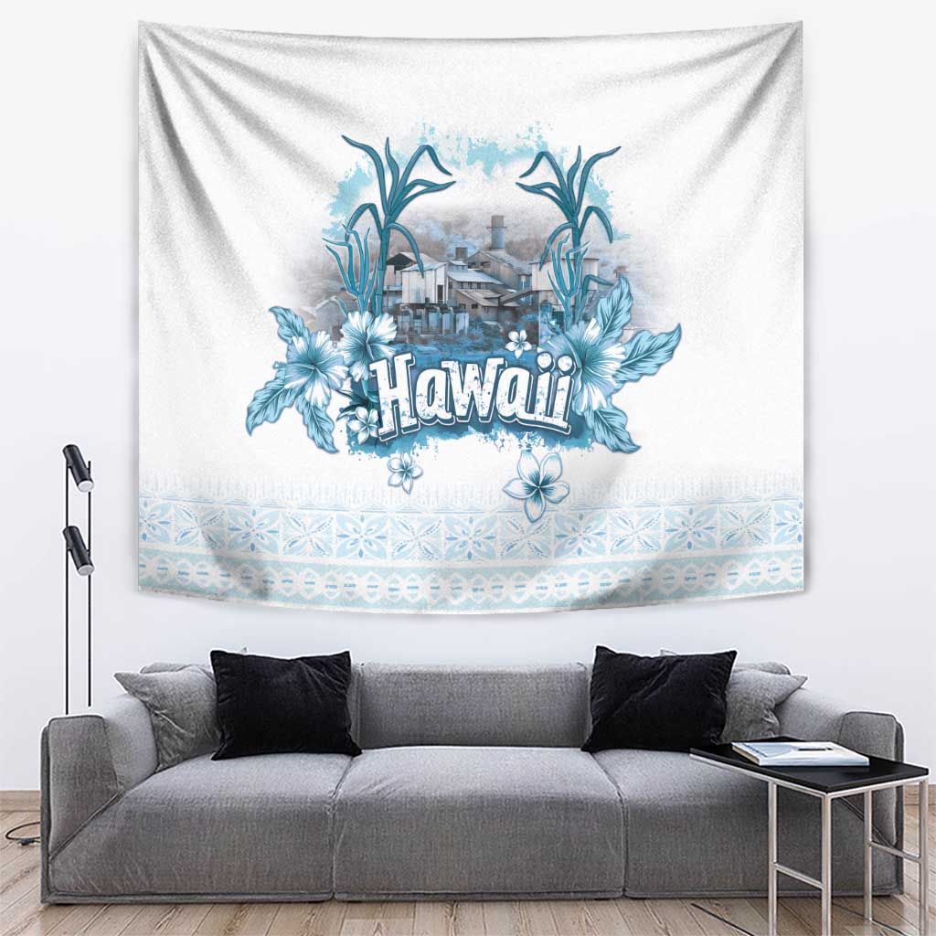 Hawaii Sugar Plantation Tapestry With Hawaiian Tapa Pattern LT05 White - Polynesian Pride