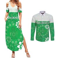 Cook Islands Maori Language Week Couples Matching Summer Maxi Dress and Long Sleeve Button Shirt Pacific Tapa Pattern