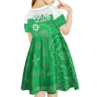 Cook Islands Maori Language Week Kid Short Sleeve Dress Pacific Tapa Pattern