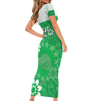 Cook Islands Maori Language Week Short Sleeve Bodycon Dress Pacific Tapa Pattern LT05 - Polynesian Pride