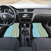 Hawaii Shell Tiare Anthurium Heliconia Lei Car Mats With Tapa Pattern Baby Blue