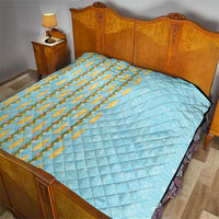 Hawaii Shell Tiare Anthurium Heliconia Lei Quilt With Tapa Pattern Baby Blue