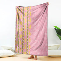 Hawaii Shell Tiare Anthurium Heliconia Lei Blanket With Tapa Pattern Baby Pink