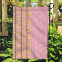Hawaii Shell Tiare Anthurium Heliconia Lei Garden Flag With Tapa Pattern Baby Pink