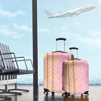 Hawaii Shell Tiare Anthurium Heliconia Lei Luggage Cover With Tapa Pattern Baby Pink