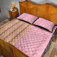 Hawaii Shell Tiare Anthurium Heliconia Lei Quilt Bed Set With Tapa Pattern Baby Pink