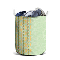 Hawaii Shell Tiare Anthurium Heliconia Lei Laundry Basket With Tapa Pattern Baby Green