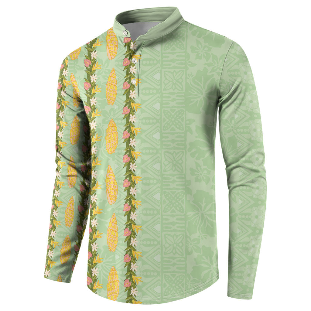 Hawaii Shell Tiare Anthurium Heliconia Lei Button Sweatshirt With Tapa Pattern Baby Green
