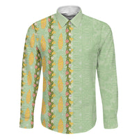 Hawaii Shell Tiare Anthurium Heliconia Lei Family Matching Off Shoulder Maxi Dress and Hawaiian Shirt With Tapa Pattern Baby Green