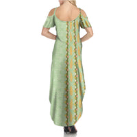 Hawaii Shell Tiare Anthurium Heliconia Lei Family Matching Summer Maxi Dress and Hawaiian Shirt With Tapa Pattern Baby Green