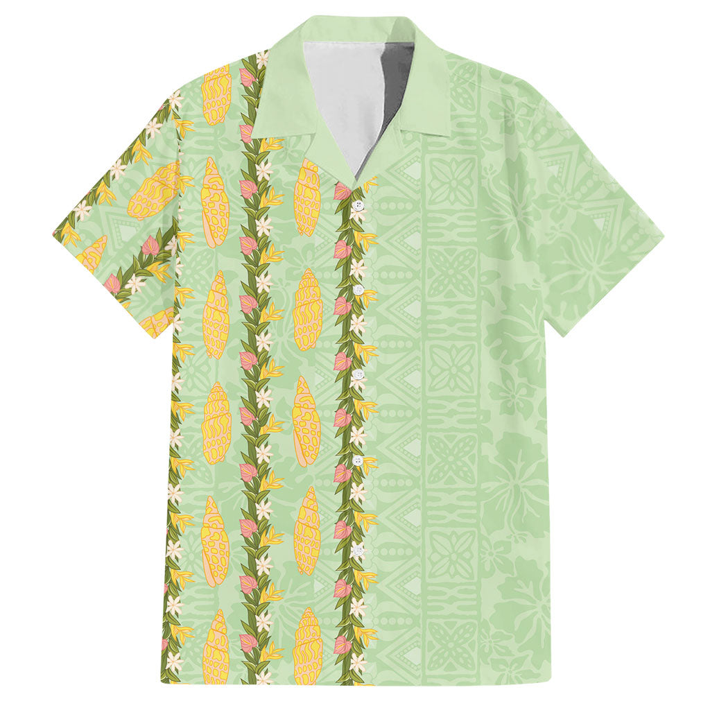 Hawaii Shell Tiare Anthurium Heliconia Lei Hawaiian Shirt With Tapa Pattern Baby Green