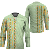 Hawaii Shell Tiare Anthurium Heliconia Lei Hockey Jersey With Tapa Pattern Baby Green