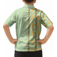 Hawaii Shell Tiare Anthurium Heliconia Lei Kid Hawaiian Shirt With Tapa Pattern Baby Green LT05 - Polynesian Pride