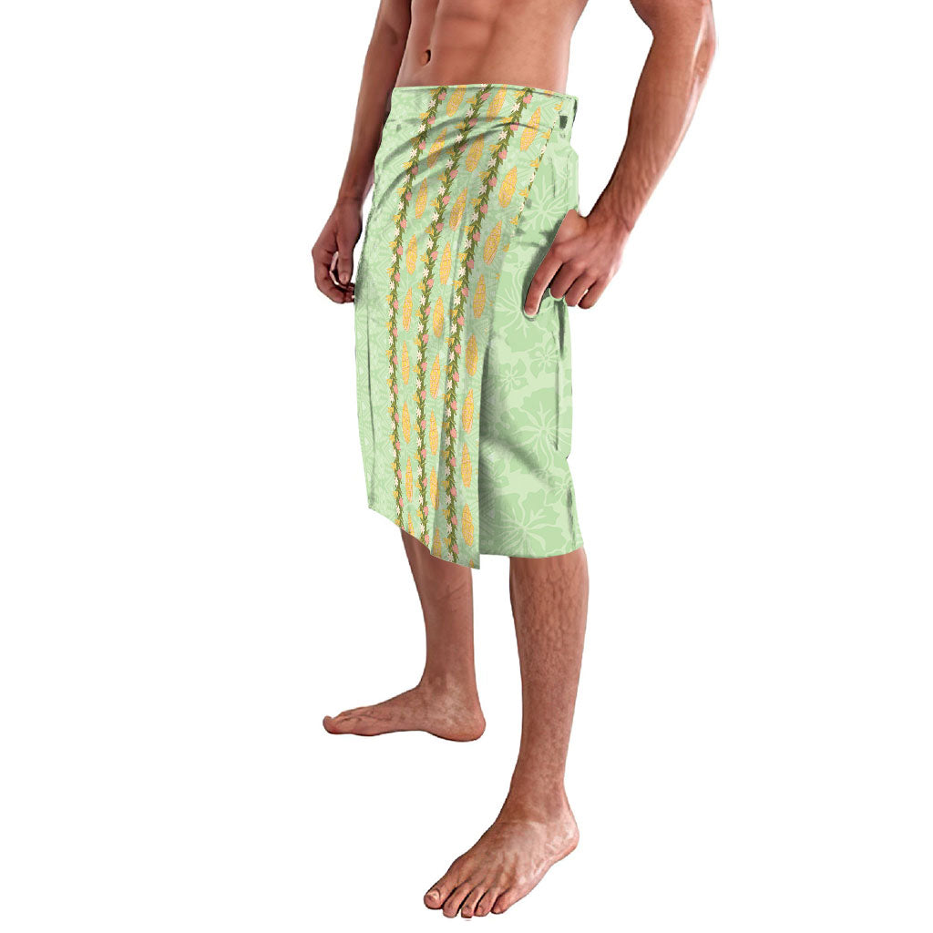 Hawaii Shell Tiare Anthurium Heliconia Lei Lavalava With Tapa Pattern Baby Green