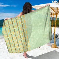 Hawaii Shell Tiare Anthurium Heliconia Lei Sarong With Tapa Pattern Baby Green