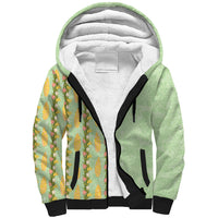 Hawaii Shell Tiare Anthurium Heliconia Lei Sherpa Hoodie With Tapa Pattern Baby Green