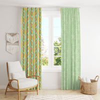 Hawaii Shell Tiare Anthurium Heliconia Lei Window Curtain With Tapa Pattern Baby Green