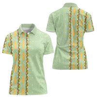 Hawaii Shell Tiare Anthurium Heliconia Lei Women Polo Shirt With Tapa Pattern Baby Green