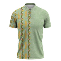 Hawaii Shell Tiare Anthurium Heliconia Lei Zipper Polo Shirt With Tapa Pattern Baby Green