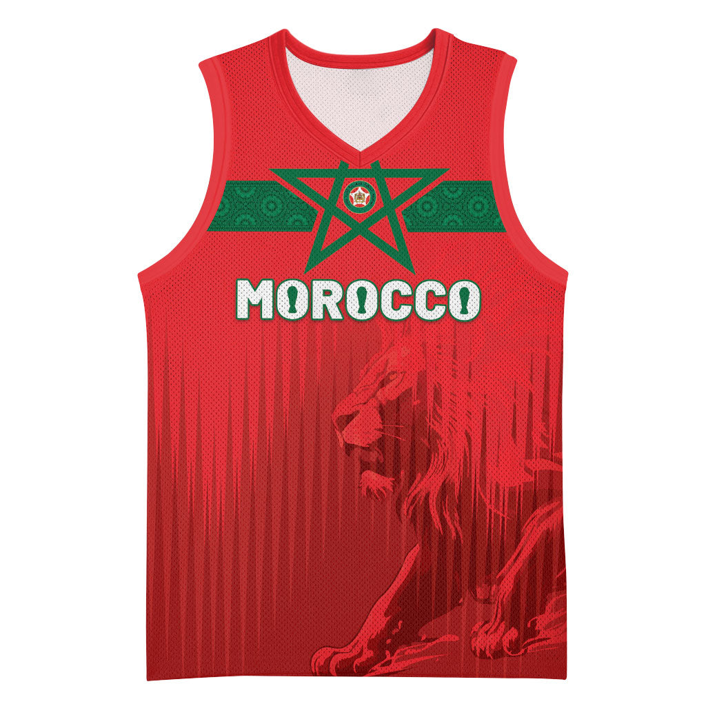 Custom Morocco Football 2026 Basketball Jersey Atlas Lions Breathtaking Victory Red Version