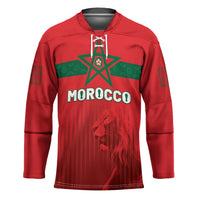 Custom Morocco Football 2026 Hockey Jersey Atlas Lions Breathtaking Victory Red Version