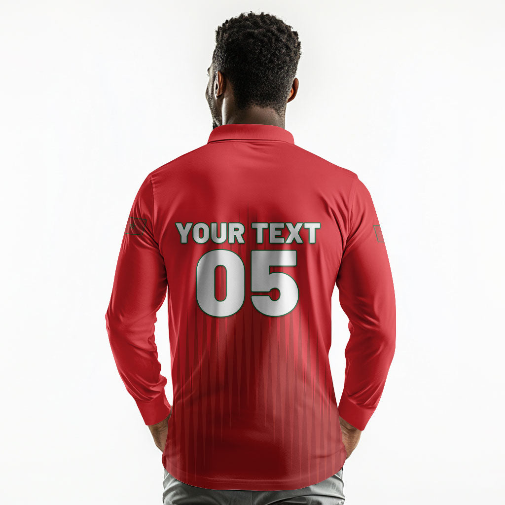 Custom Morocco Football 2026 Long Sleeve Polo Shirt Atlas Lions Breathtaking Victory Red Version