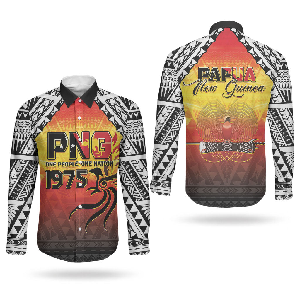Papua New Guinea Independence Day Couples Matching Off Shoulder Maxi Dress and Long Sleeve Button Shirt One People One Nation One PNG LT05 - Polynesian Pride