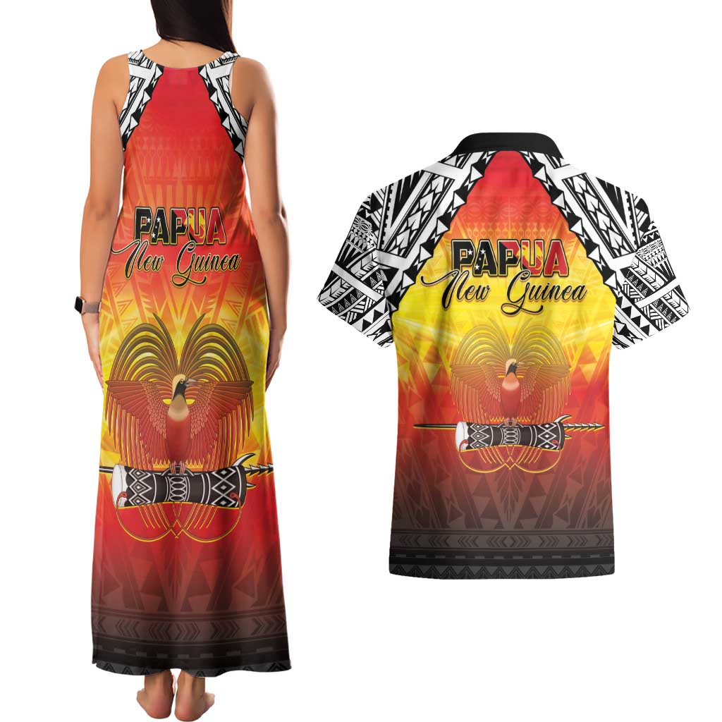 Papua New Guinea 49th Independence Day Couples Matching Tank Maxi Dress and Hawaiian Shirt One People One Nation One PNG