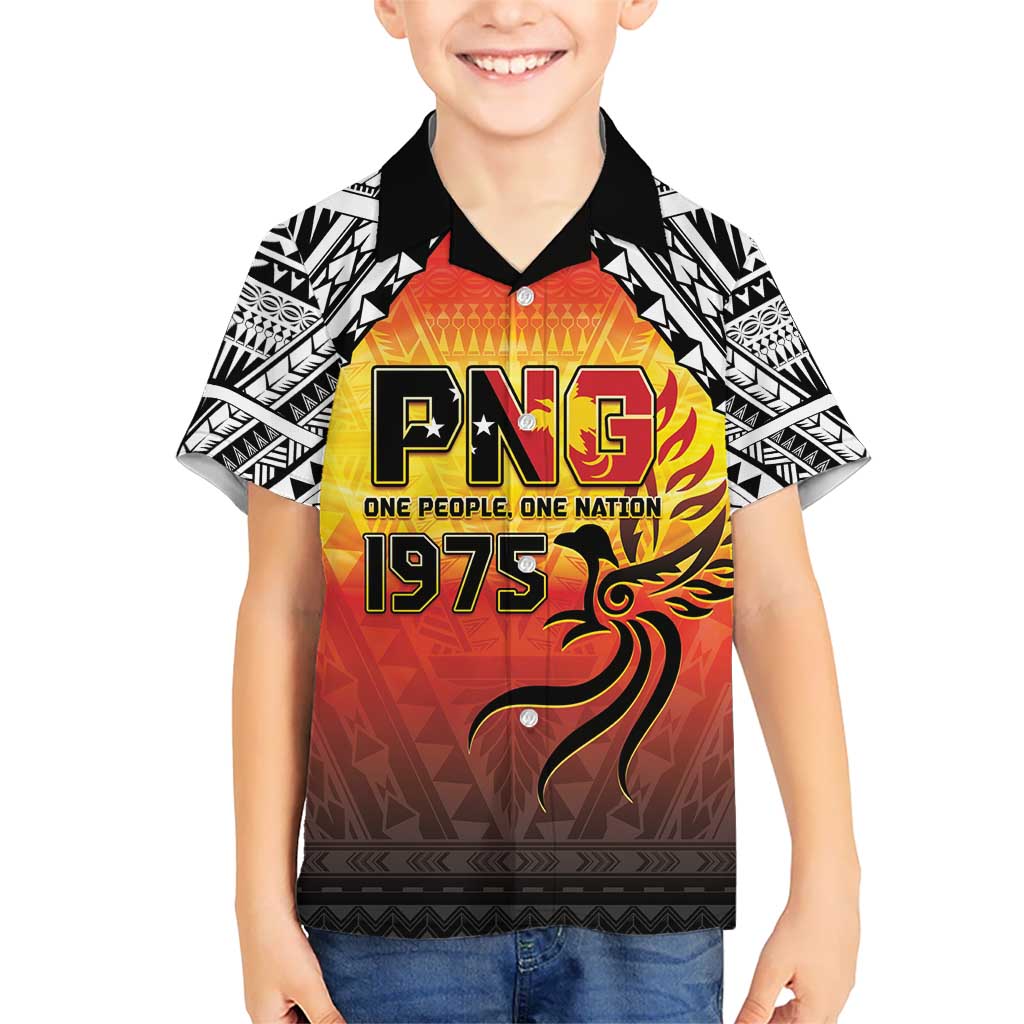 Papua New Guinea 49th Independence Day Kid Hawaiian Shirt One People One Nation One PNG