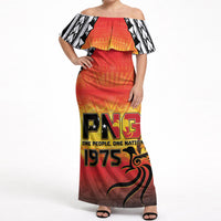 Papua New Guinea Independence Day Off Shoulder Maxi Dress One People One Nation One PNG LT05 Women Yellow - Polynesian Pride