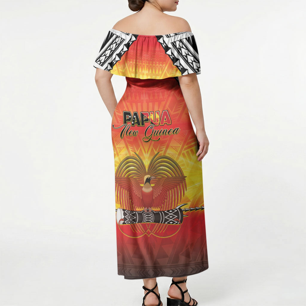 Papua New Guinea Independence Day Off Shoulder Maxi Dress One People One Nation One PNG LT05 - Polynesian Pride