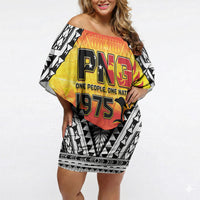 Papua New Guinea Independence Day Off Shoulder Short Dress One People One Nation One PNG LT05 Women Yellow - Polynesian Pride