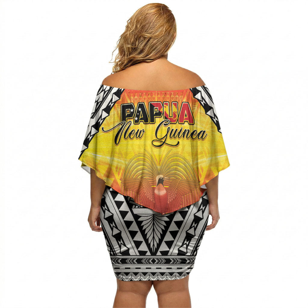 Papua New Guinea Independence Day Off Shoulder Short Dress One People One Nation One PNG LT05 - Polynesian Pride