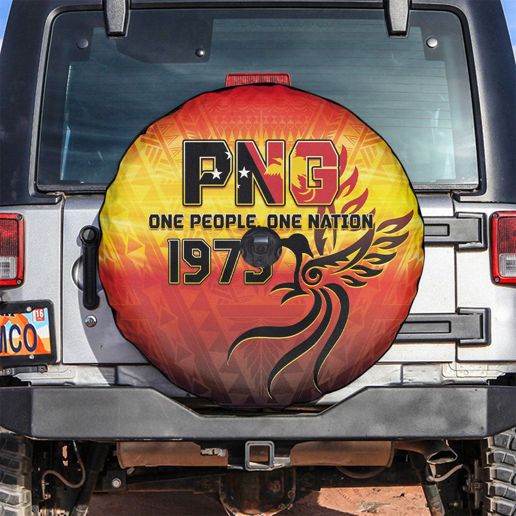 Papua New Guinea Independence Day Spare Tire Cover One People One Nation One PNG LT05 Yellow - Polynesian Pride