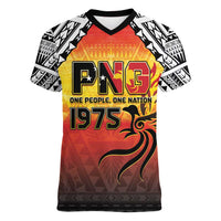Papua New Guinea 49th Independence Day Women V-Neck T-Shirt One People One Nation One PNG