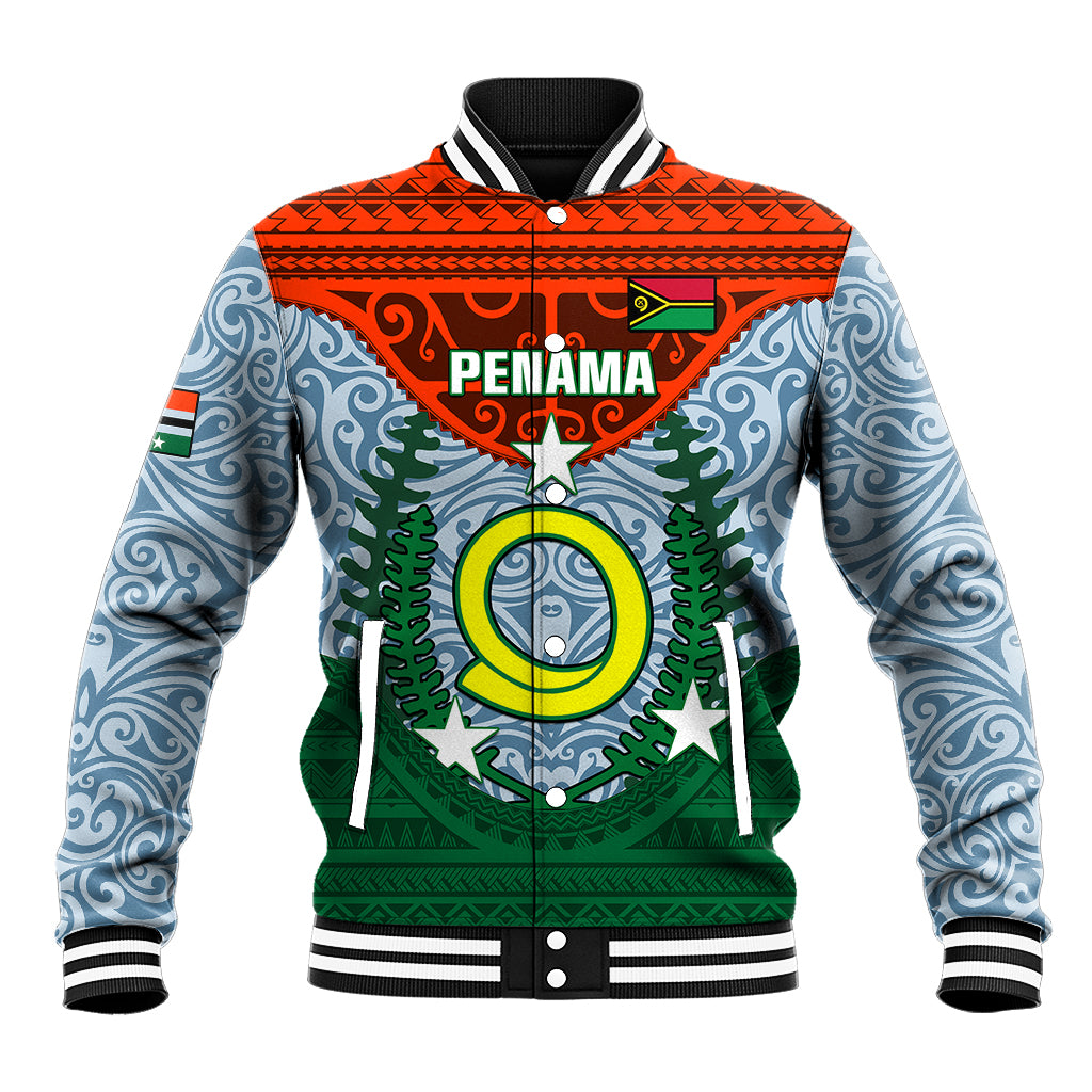 Vanuatu Penama Province Baseball Jacket Vanuatuan Coat Of Arms Polynesian Pattern LT05 Unisex Green - Polynesian Pride