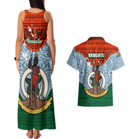Vanuatu Penama Province Couples Matching Tank Maxi Dress and Hawaiian Shirt Vanuatuan Coat Of Arms Polynesian Pattern LT05 - Polynesian Pride