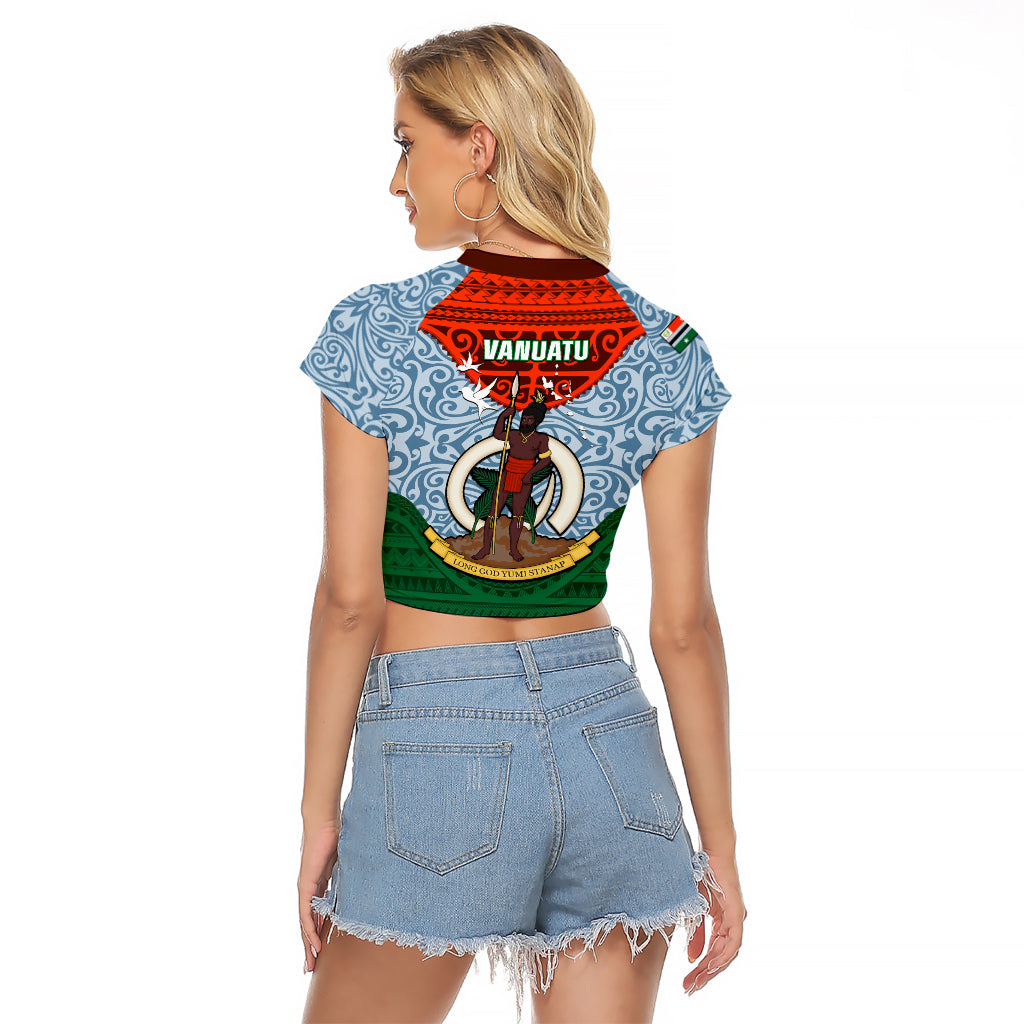 Vanuatu Penama Province Raglan Cropped T Shirt Vanuatuan Coat Of Arms Polynesian Pattern LT05 - Polynesian Pride