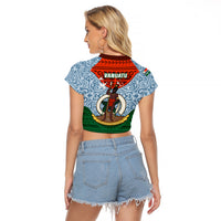Vanuatu Penama Province Raglan Cropped T Shirt Vanuatuan Coat Of Arms Polynesian Pattern LT05 - Polynesian Pride