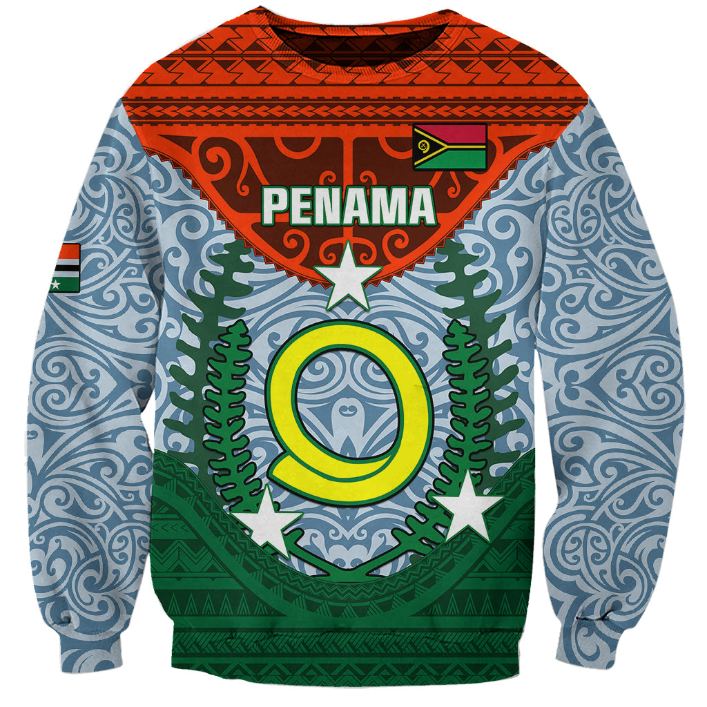 Vanuatu Penama Province Sweatshirt Vanuatuan Coat Of Arms Polynesian Pattern LT05 Unisex Green - Polynesian Pride