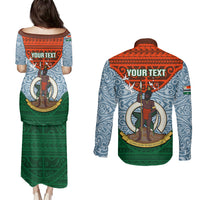 Personalized Vanuatu Penama Province Couples Matching Puletasi Dress and Long Sleeve Button Shirts Vanuatuan Coat Of Arms Polynesian Pattern LT05 - Polynesian Pride