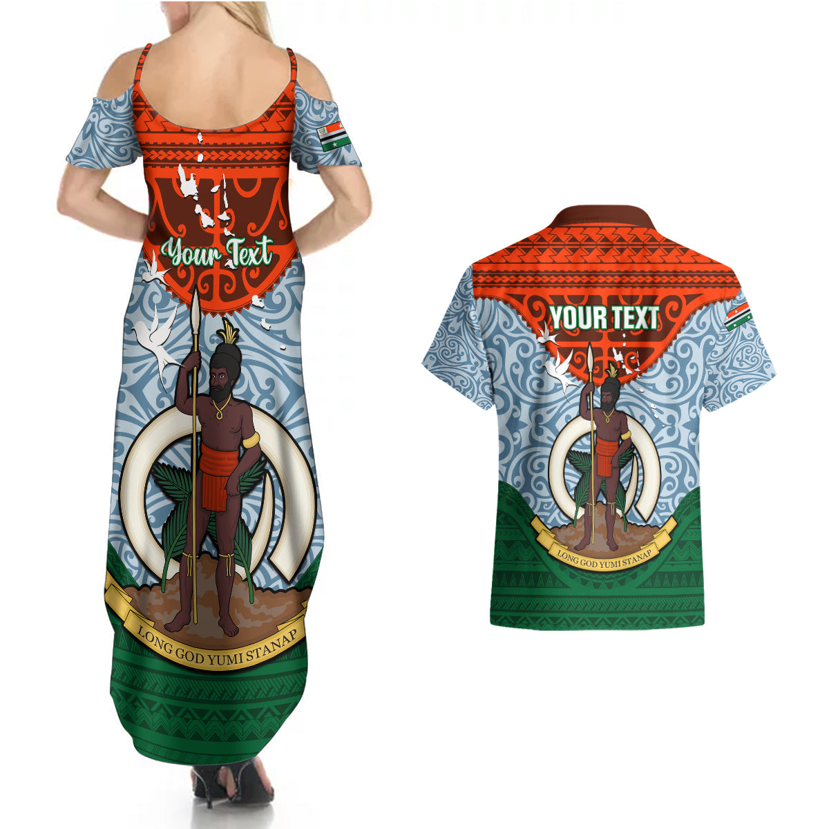 Personalized Vanuatu Penama Province Couples Matching Summer Maxi Dress and Hawaiian Shirt Vanuatuan Coat Of Arms Polynesian Pattern LT05 - Polynesian Pride