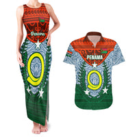 Personalized Vanuatu Penama Province Couples Matching Tank Maxi Dress and Hawaiian Shirt Vanuatuan Coat Of Arms Polynesian Pattern LT05 Green - Polynesian Pride